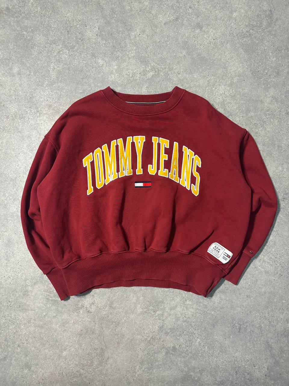 Tommy Jeans Felpa Crop Varsity Crew Big Logo Cucito Donna (M)