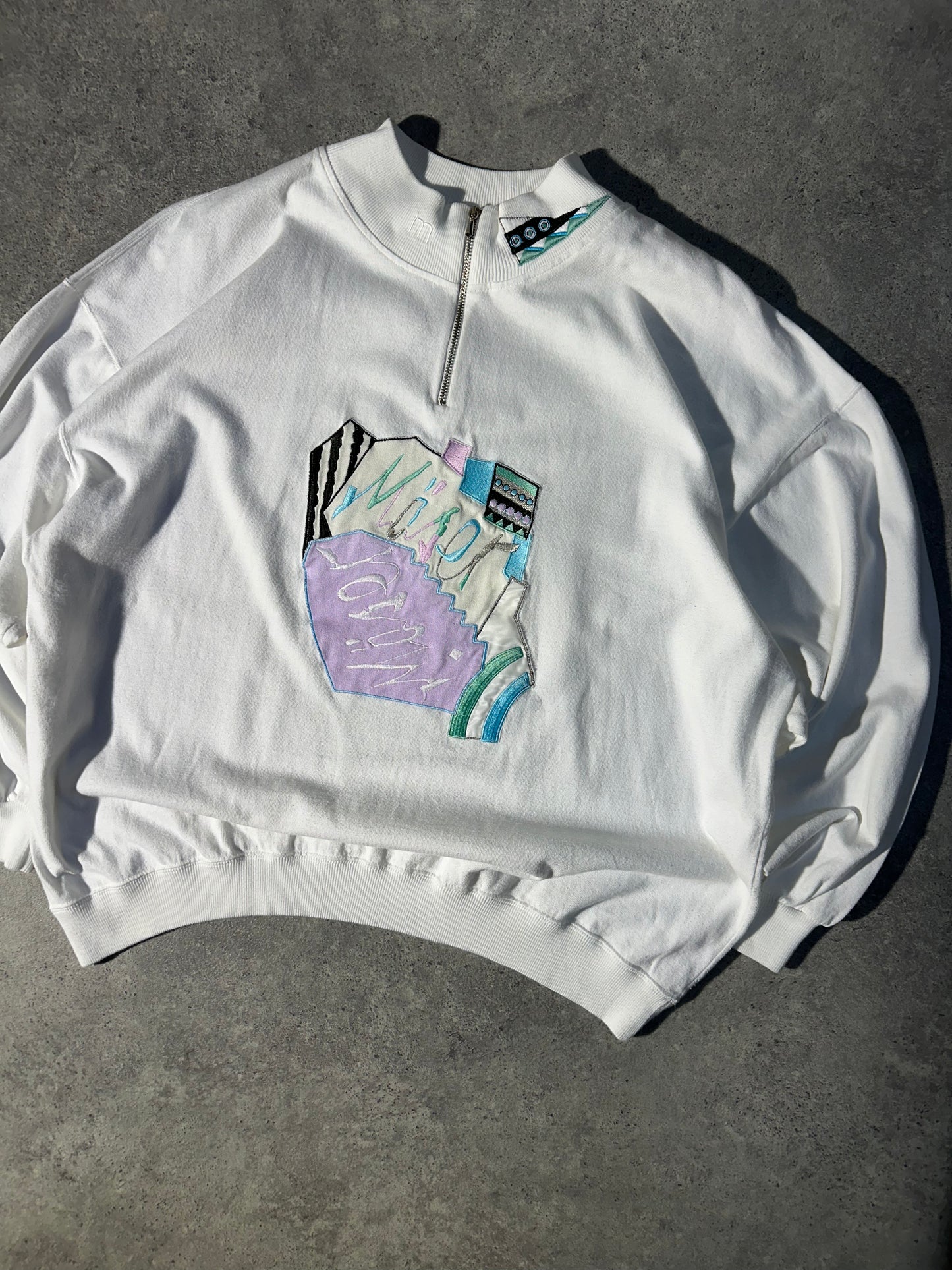 USA Felpa Vintage Zip Collo Big Logo Sweatshirt Uomo/Donna (L)