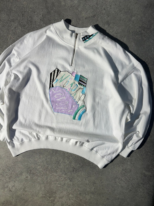 USA Felpa Vintage Zip Collo Big Logo Sweatshirt Uomo/Donna (L)