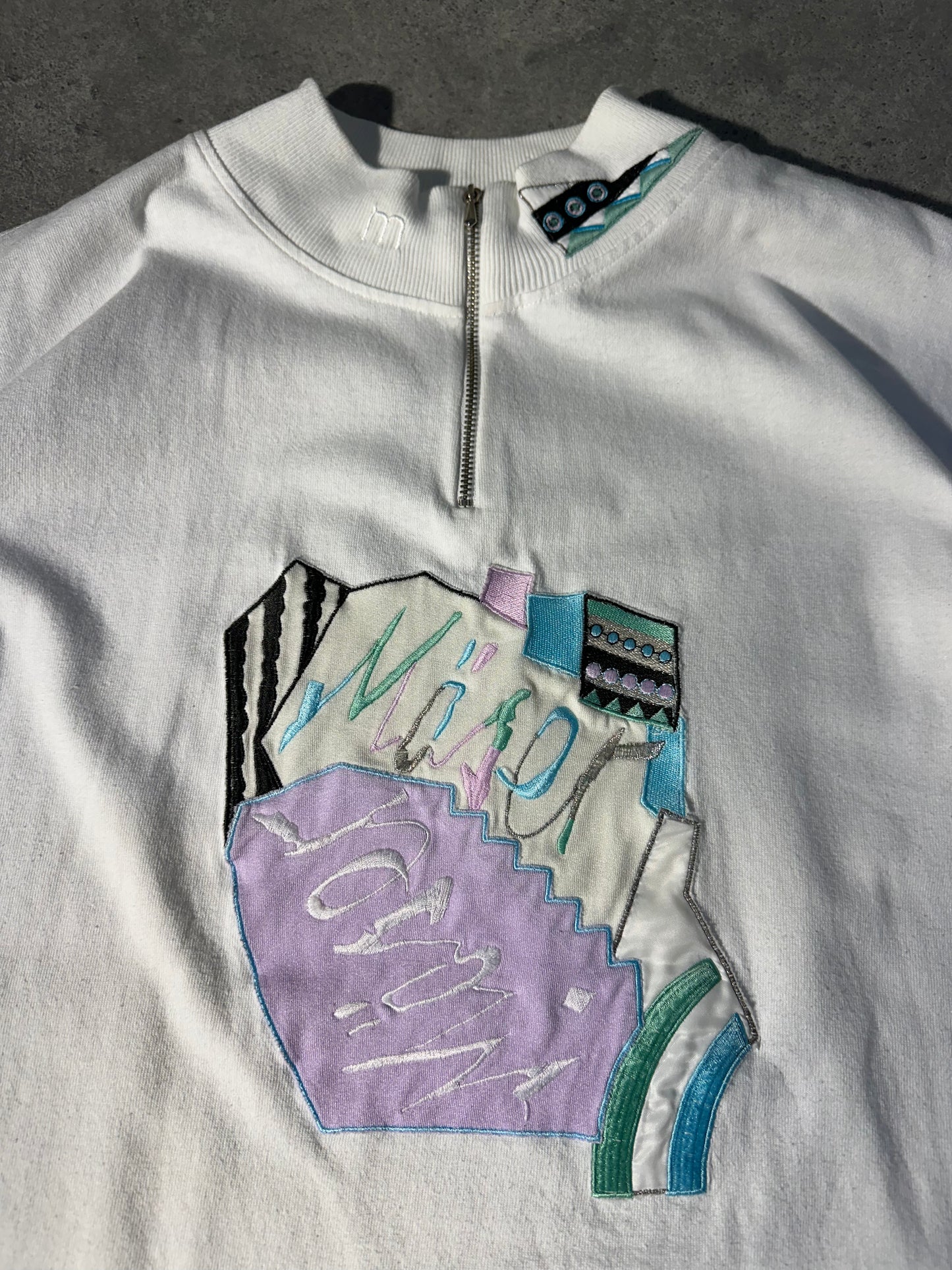 USA Felpa Vintage Zip Collo Big Logo Sweatshirt Uomo/Donna (L)