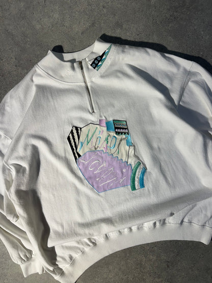 USA Felpa Vintage Zip Collo Big Logo Sweatshirt Uomo/Donna (L)