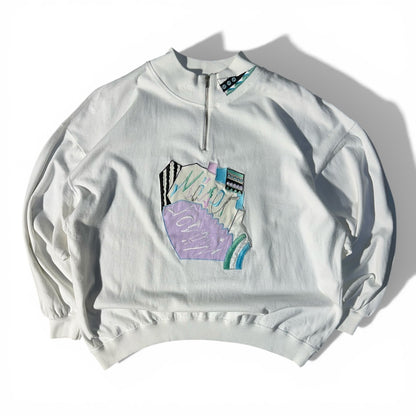 USA Felpa Vintage Zip Collo Big Logo Sweatshirt Uomo/Donna (L)