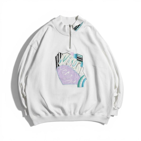 USA Felpa Vintage Zip Collo Big Logo Sweatshirt Uomo/Donna (L)