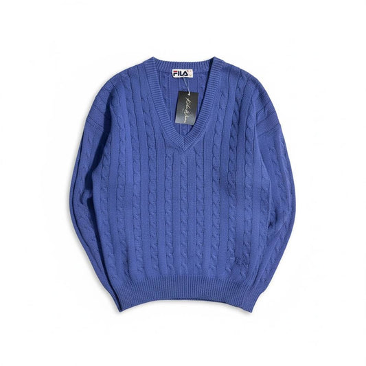 Fila Maglione Maglia Larga Collo a V Sweaters Uomo/Donna (M)