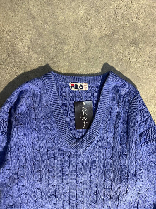 Fila Maglione Maglia Larga Collo a V Sweaters Uomo/Donna (M)