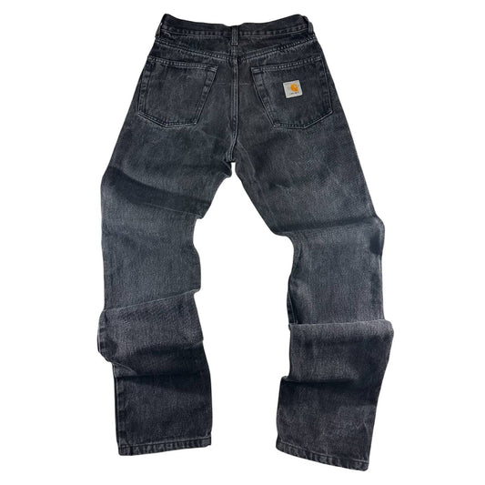 Carhartt Black Washed Denim Jeans Klondike Pant Vintage Iconic Uomo/Donna (40/42 IT)