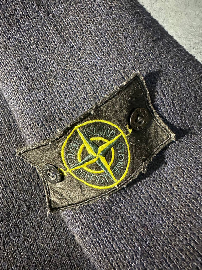 Stone Island Navy Fleece Hoodie Vintage Extxa Label Felpa Zip Uomo (M)