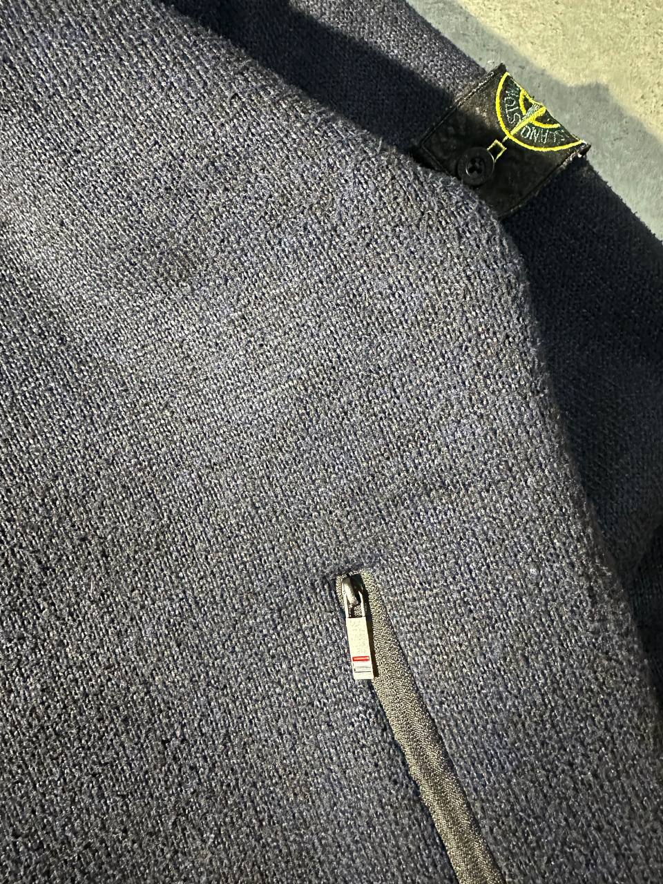 Stone Island Navy Fleece Hoodie Vintage Extxa Label Felpa Zip Uomo (M)