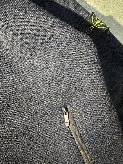 Stone Island Navy Fleece Hoodie Vintage Extxa Label Felpa Zip Uomo (M)