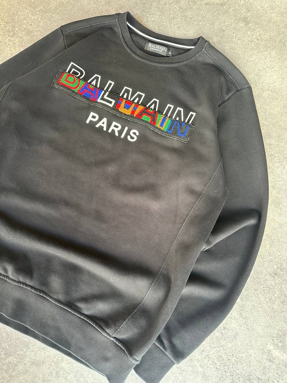 Balmain Paris FW17-SS19 Felpa Logo Rainbow Girocollo Uomo (XL)
