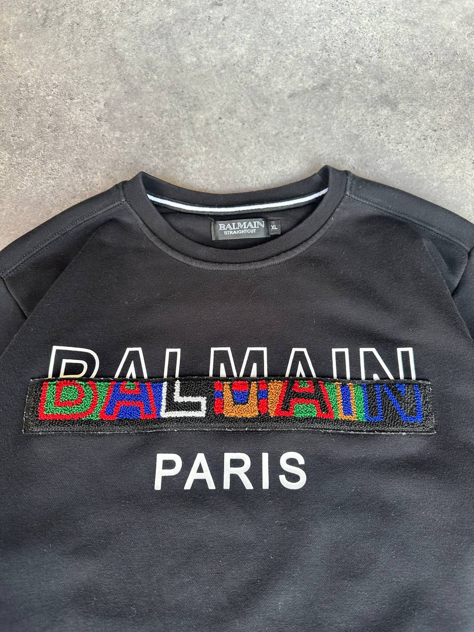 Balmain Paris FW17-SS19 Felpa Logo Rainbow Girocollo Uomo (XL)