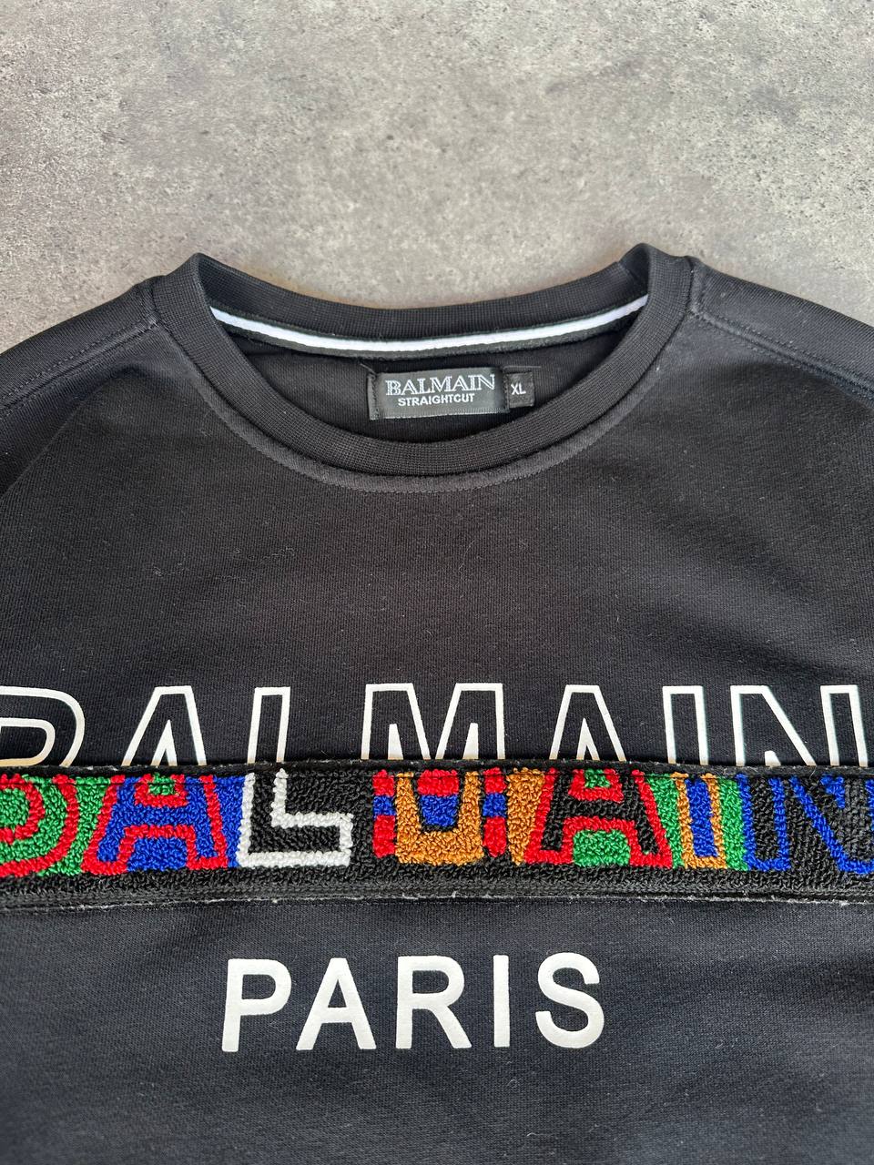 Balmain Paris FW17-SS19 Felpa Logo Rainbow Girocollo Uomo (XL)