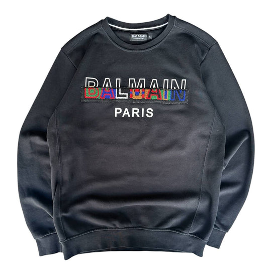 Balmain Paris FW17-SS19 Felpa Logo Rainbow Girocollo Uomo (XL)