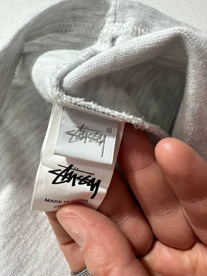 Stussy T-shirt Grey With Fuzzy Dice Graphic Vintage RARE Uomo (XXL)