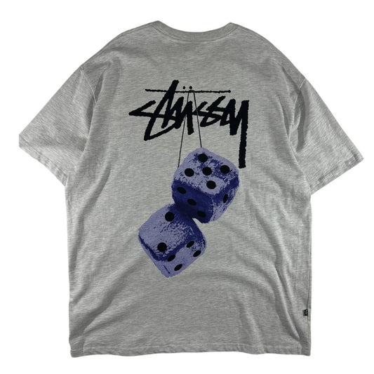 Stussy T-shirt Grey With Fuzzy Dice Graphic Vintage RARE Uomo (XXL)
