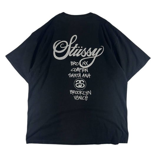Stussy T-shirt World Tour Graphic Iconic Big Logo USA Uomo (XL)