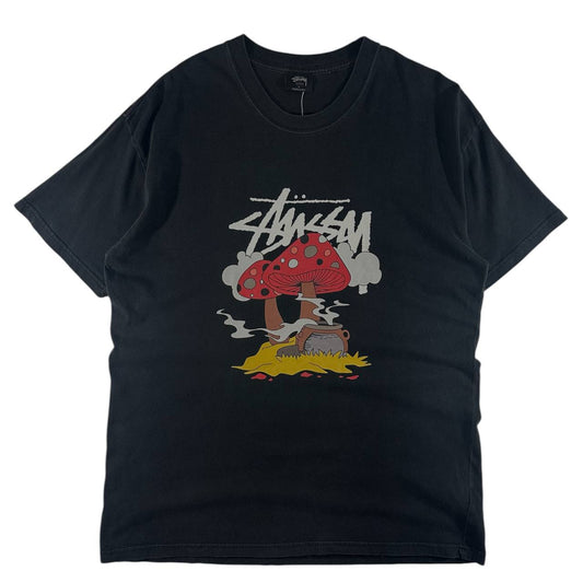 Stussy T-shirt Black Mushroom Graphics Big Logo USA Uomo/Donna (M)