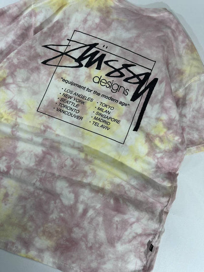 Stussy T-shirt Tye Dye Stampa Grande Big Logo USA Uomo (M)