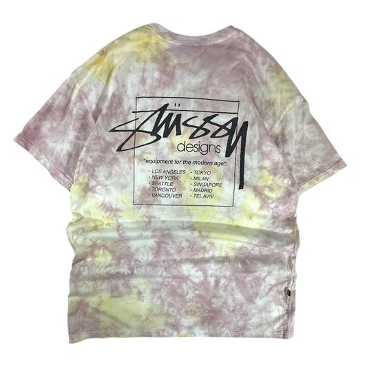 Stussy T-shirt Tye Dye Stampa Grande Big Logo USA Uomo (M)