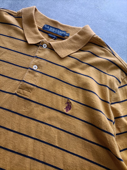 Polo Vintage Croppata Uomo – Giallo Ocra a Righe U.S. Polo Assn. (Taglia M IT / Etichetta XL)