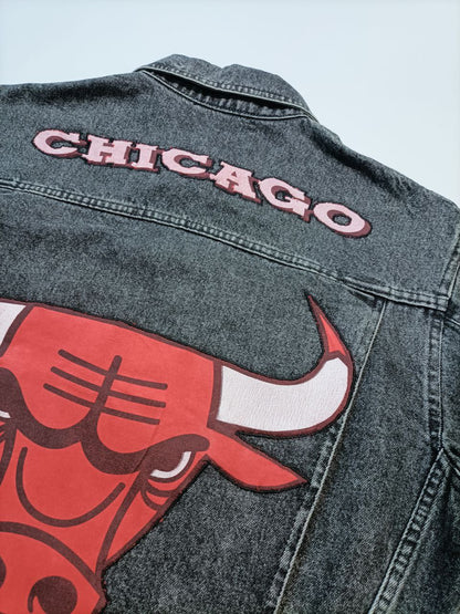 Custom Kilowear - Wampum e Starter - Chicago Bulls Vintage - Giacca Jeans Unisex (M)