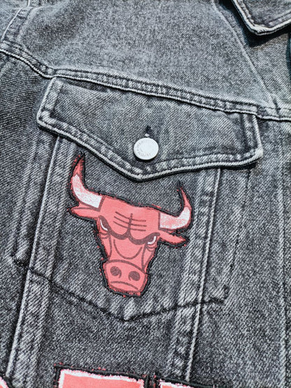 Custom Kilowear - Wampum e Starter - Chicago Bulls Vintage - Giacca Jeans Unisex (M)