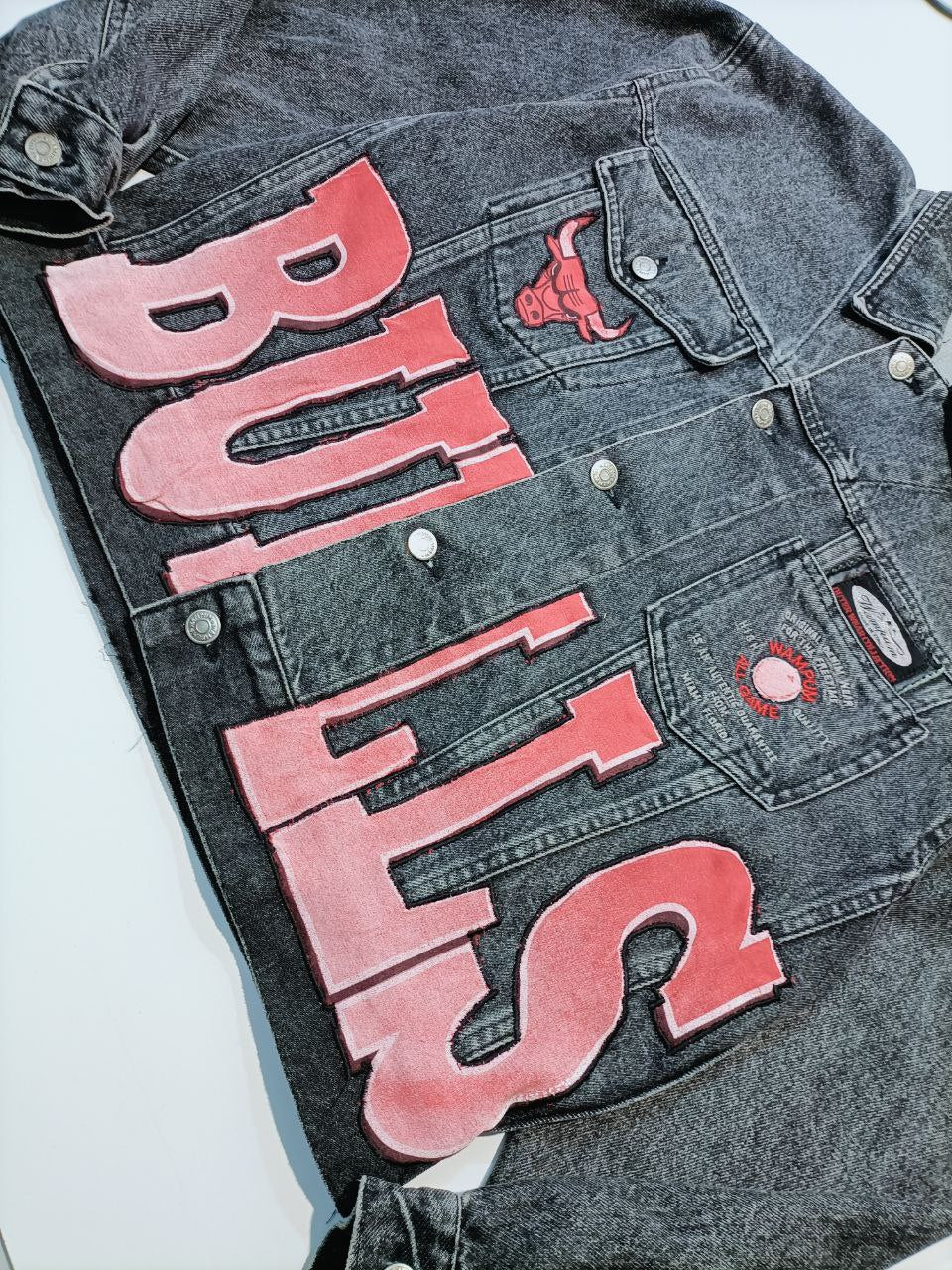 Custom Kilowear - Wampum e Starter - Chicago Bulls Vintage - Giacca Jeans Unisex (M)