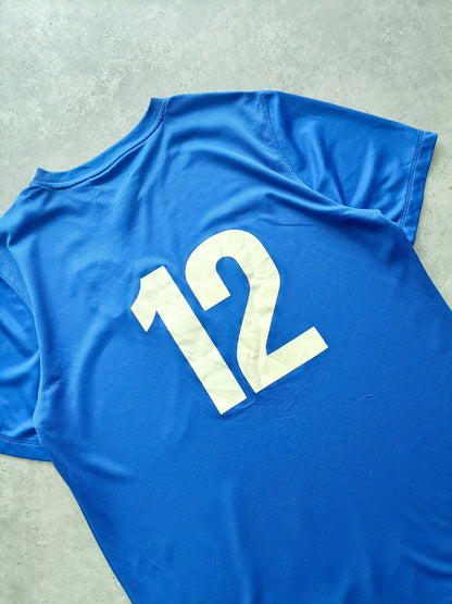 Nike Soccer T Shirt Maglia Calcio A Righe Bianca E Blu (L)