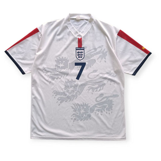 England T Shirt Calcio Beckham Vintage Bianca (XL)