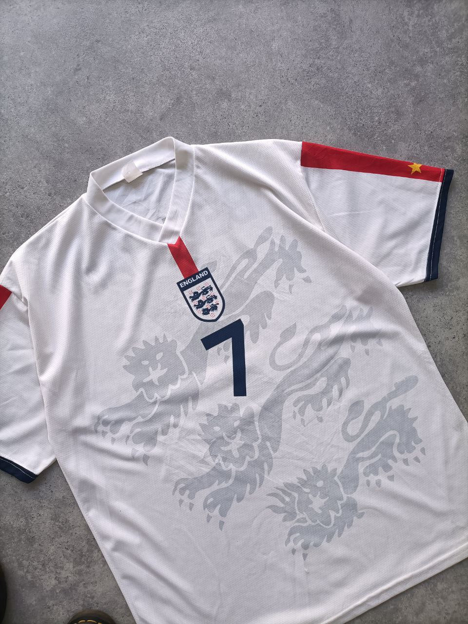 England T Shirt Calcio Beckham Vintage Bianca (XL)