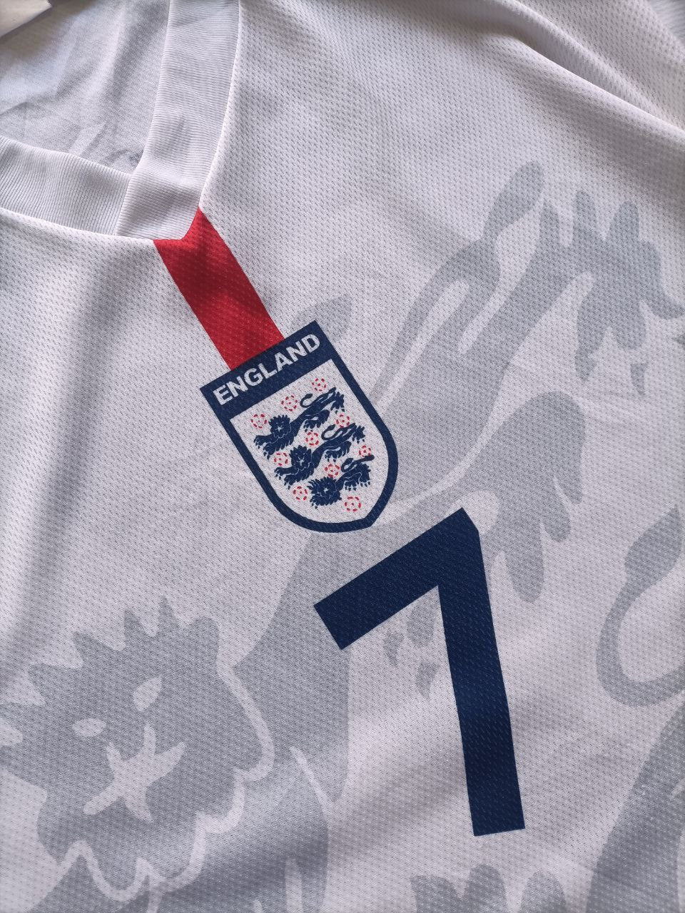 England T Shirt Calcio Beckham Vintage Bianca (XL)