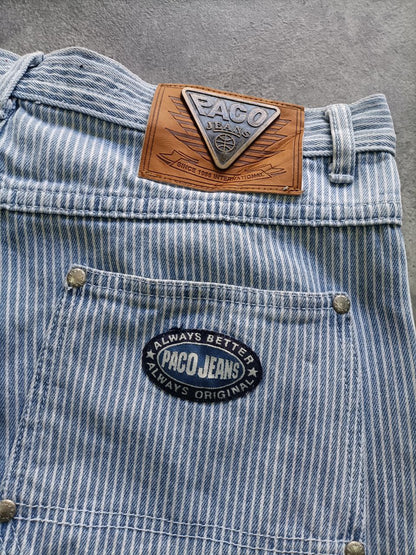 Paco Jeans Vintage Shorts a Righe – Uomo/Donna Denim Carpenter 90s (Taglia 44 ITA)