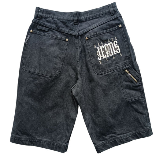 Jorts Vintage 90s Barcode Jeans – Shorts Uomo Neri Big Logo (Taglia 48 ITA)