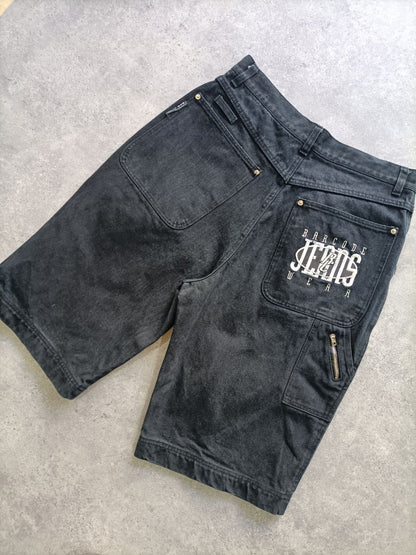 Jorts Vintage 90s Barcode Jeans – Shorts Uomo Neri Big Logo (Taglia 48 ITA)