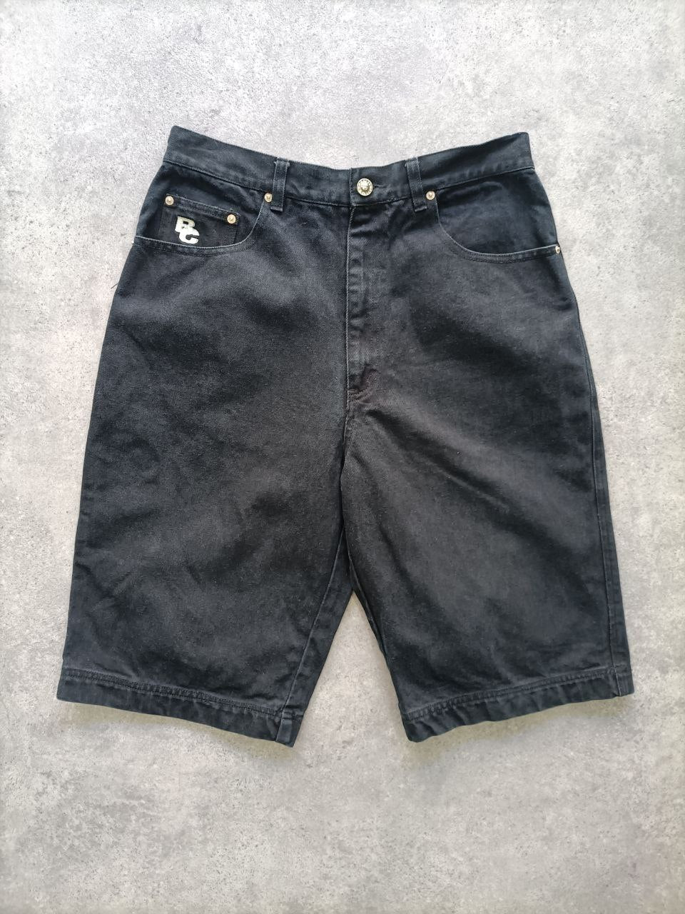 Jorts Vintage 90s Barcode Jeans – Shorts Uomo Neri Big Logo (Taglia 48 ITA)